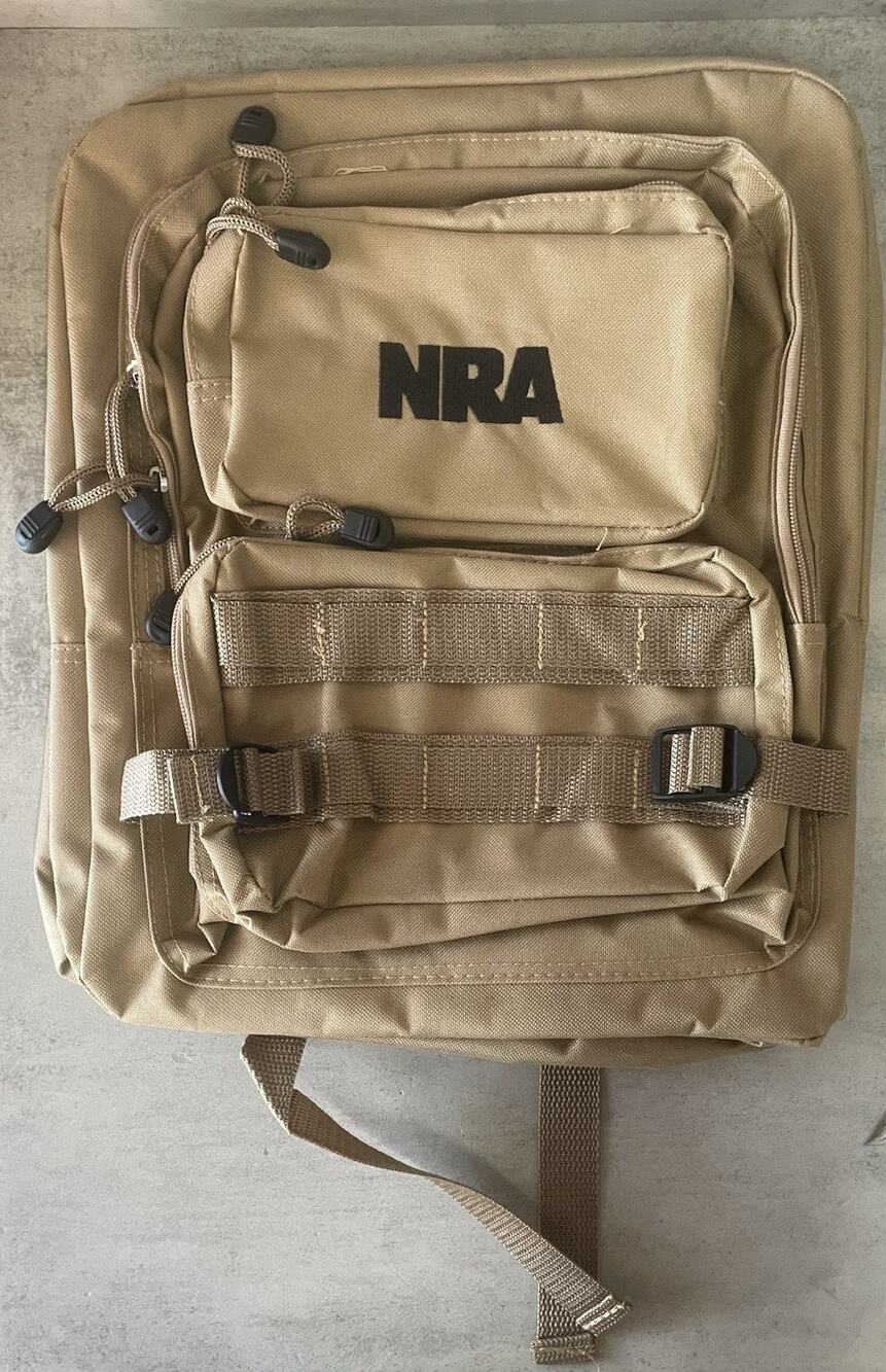 NRA Tan Khaki MOLLE Tactical Backpack Range Hiking Outdoor Bag